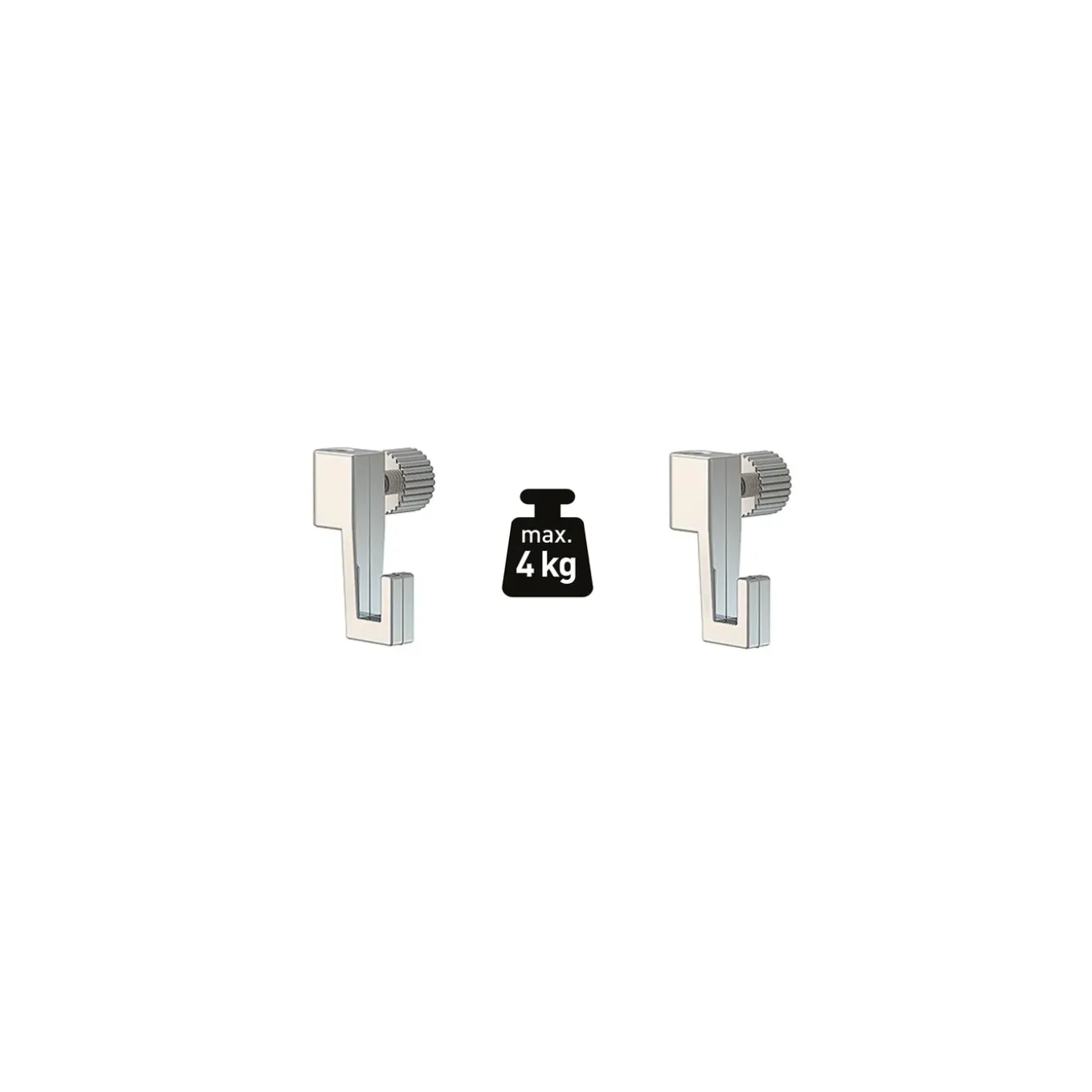 Duraline Ophanghaken voor schilderijen PHS S/2 - voor Click+Top+Up rail - 4kg - staal - 2 stuks