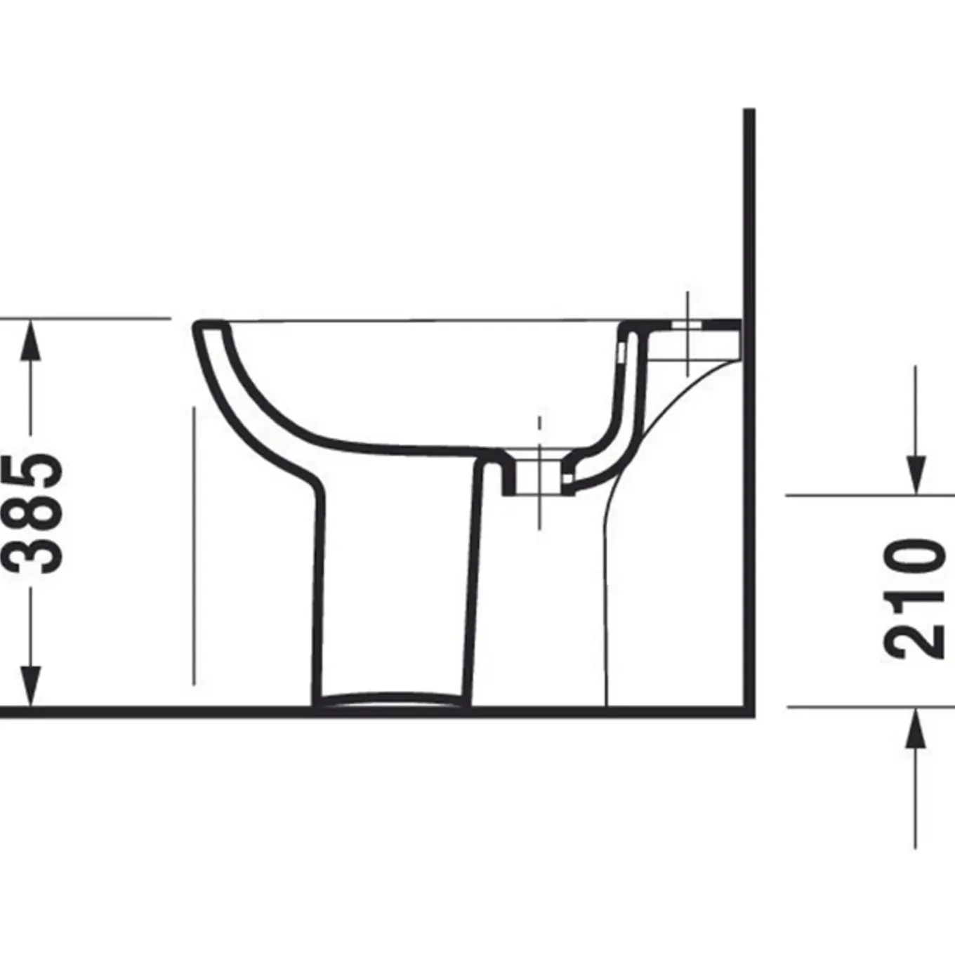 Duravit D-code Staand Bidet - 540mm - 1 Kraangat - Met Overloop - Glans Wit