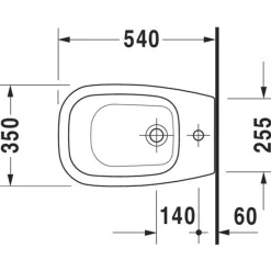 Duravit D-code Staand Bidet - 540mm - 1 Kraangat - Met Overloop - Glans Wit