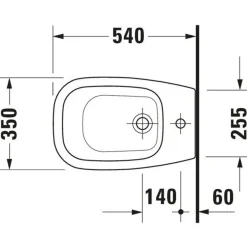 Duravit D-code Staand Bidet - 540mm - 1 Kraangat - Met Overloop - Glans Wit