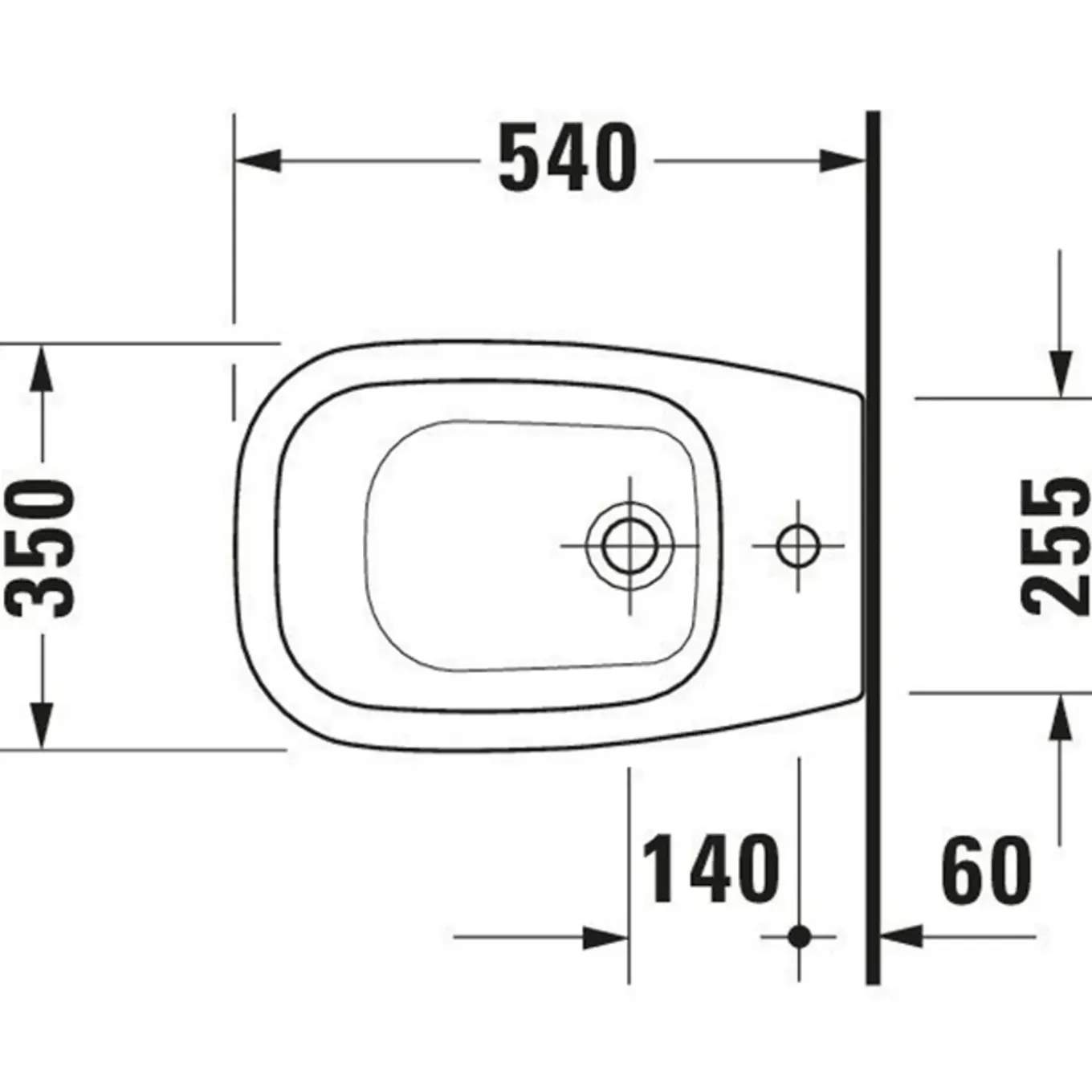 Duravit D-code Staand Bidet - 540mm - 1 Kraangat - Met Overloop - Glans Wit