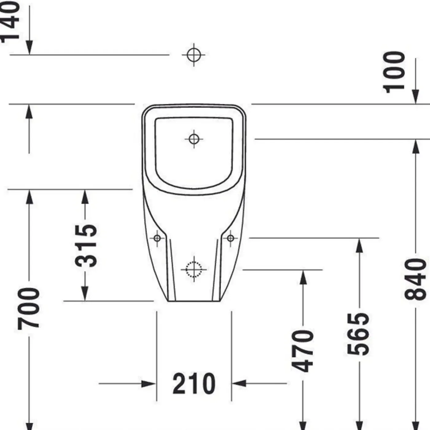 Duravit D-code Urinoir - Met Boveninlaat - Met Bevestiging - Zonder Spoelrand - Met Sproeikop En