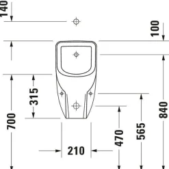 Duravit D-code Urinoir - Met Boveninlaat - Met Bevestiging - Zonder Spoelrand - Met Sproeikop En