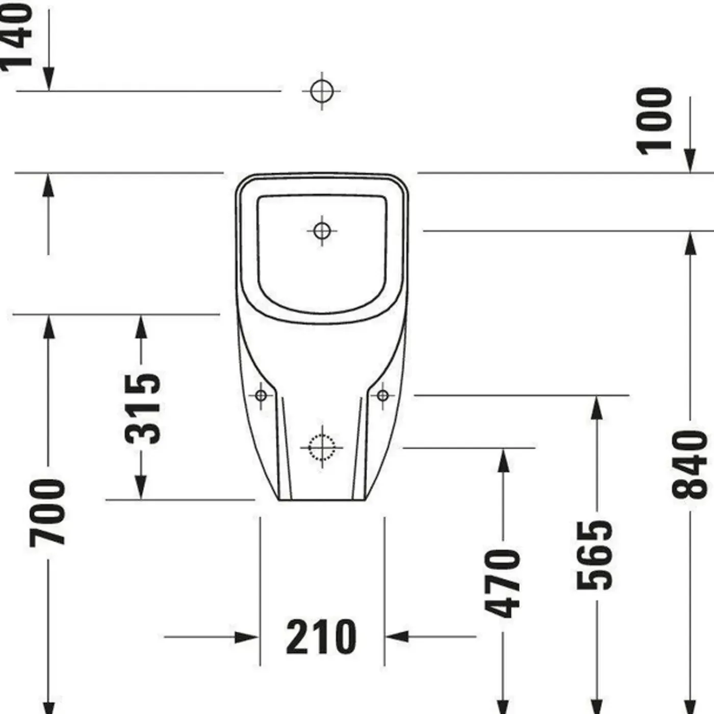 Duravit D-code Urinoir - Met Boveninlaat - Met Bevestiging - Zonder Spoelrand - Met Sproeikop En
