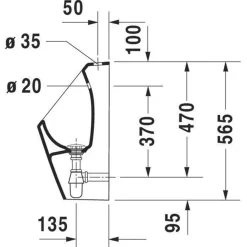 Duravit D-code Urinoir - Met Boveninlaat - Met Bevestiging - Zonder Spoelrand - Met Sproeikop En