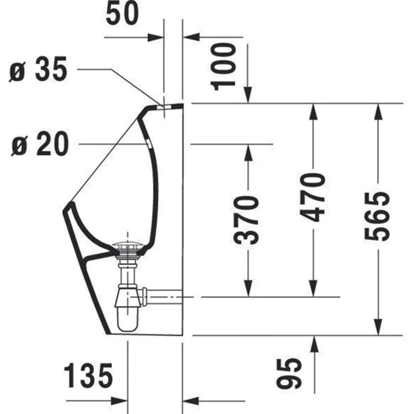 Duravit D-code Urinoir - Met Boveninlaat - Met Bevestiging - Zonder Spoelrand - Met Sproeikop En