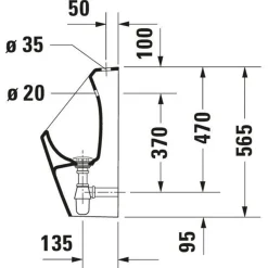 Duravit D-code Urinoir - Met Boveninlaat - Met Bevestiging - Zonder Spoelrand - Met Sproeikop En