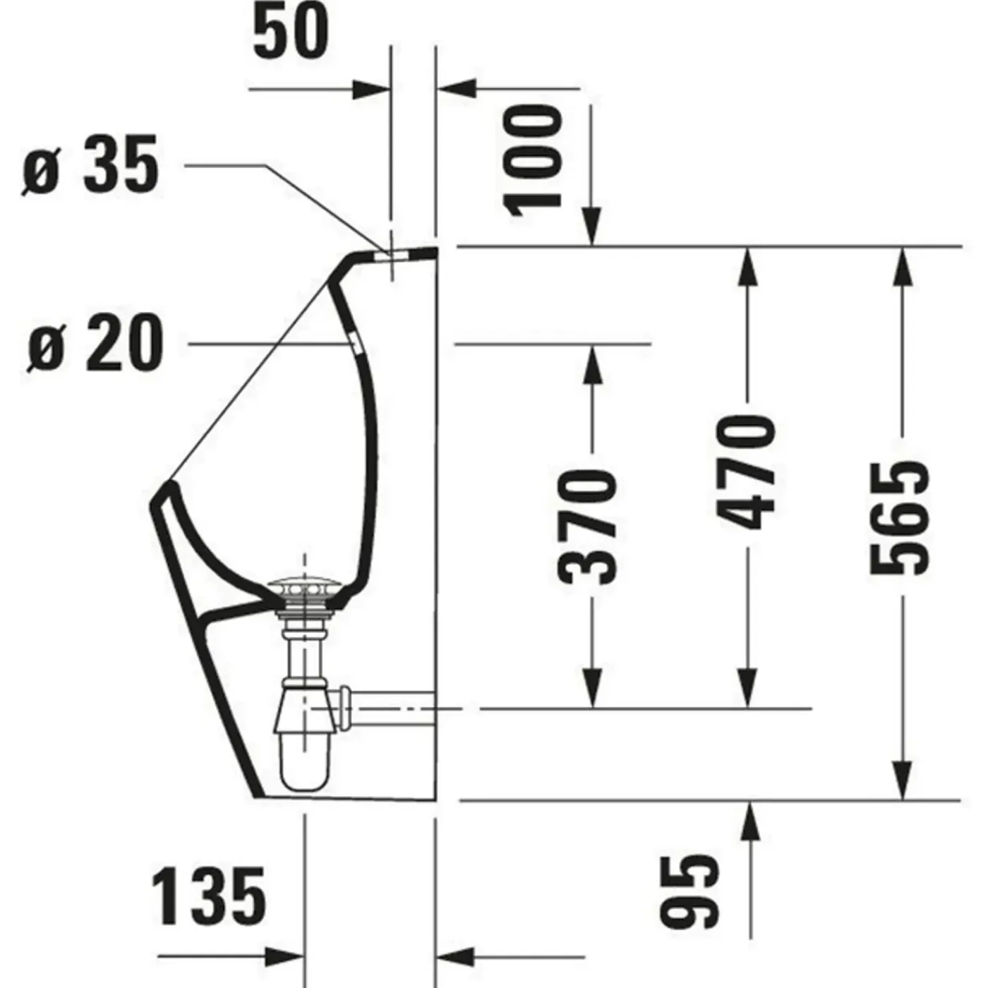 Duravit D-code Urinoir - Met Boveninlaat - Met Bevestiging - Zonder Spoelrand - Met Sproeikop En