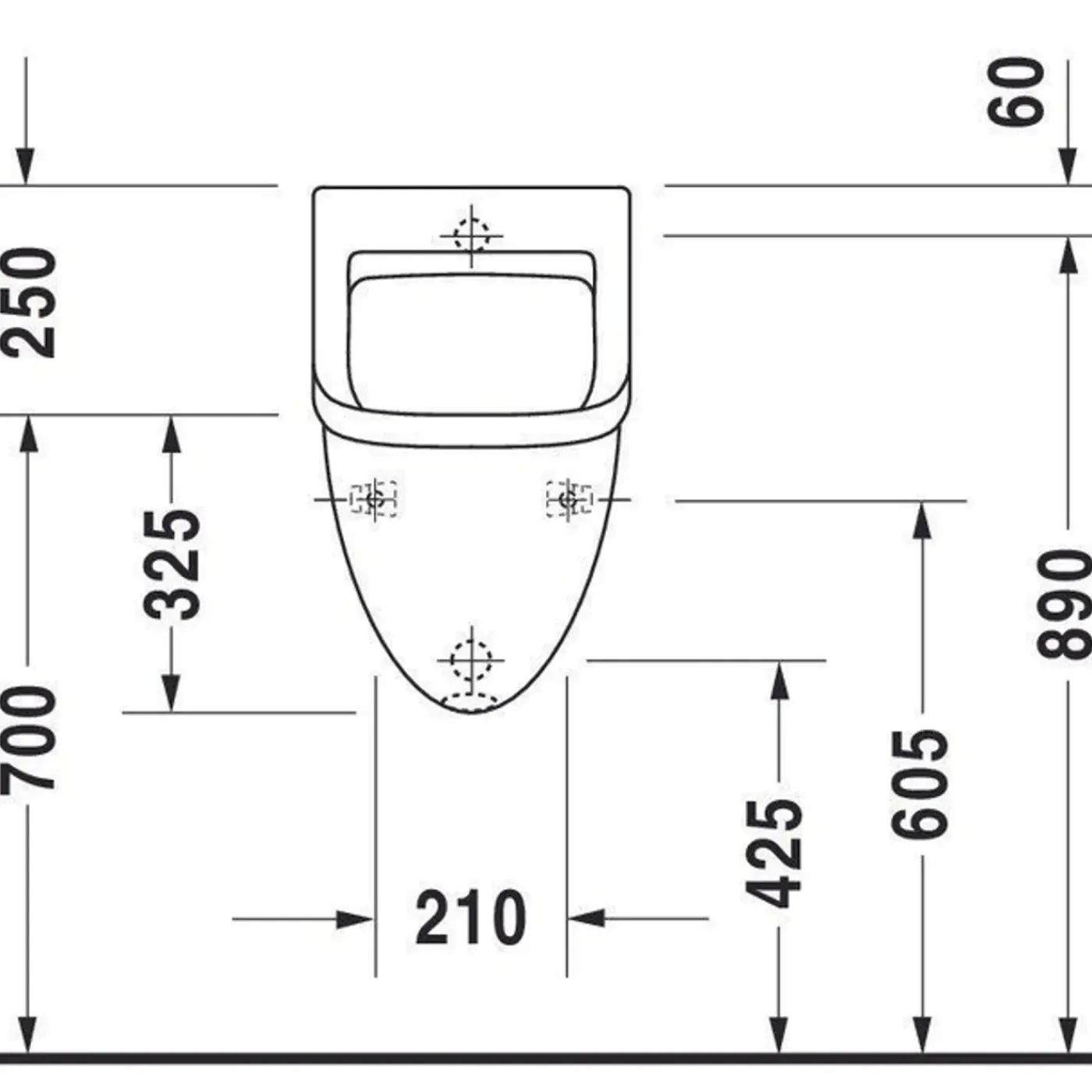 Duravit Starck 3 Urinoir Afzuigend - Met Achterinlaat - Met Bevestiging - Wit