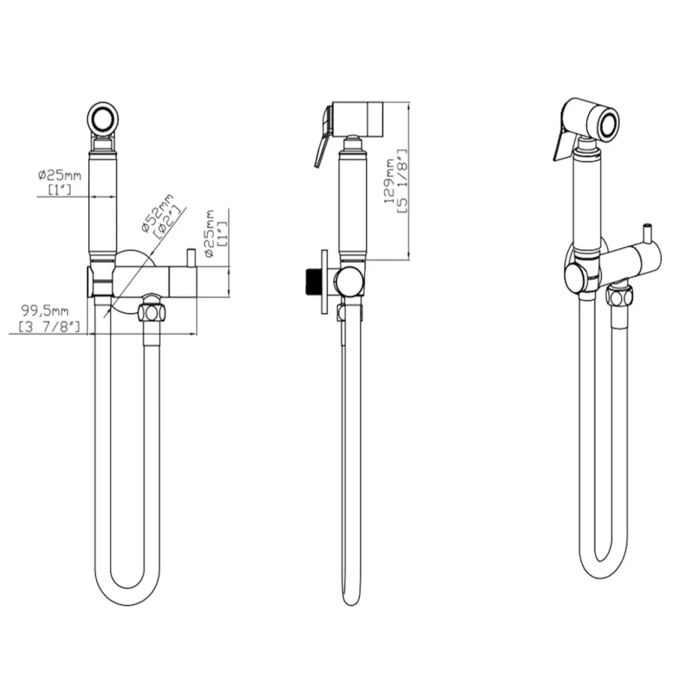 Dutchline Bidet Handdoucheset - Knijphendel - Mat Zwart