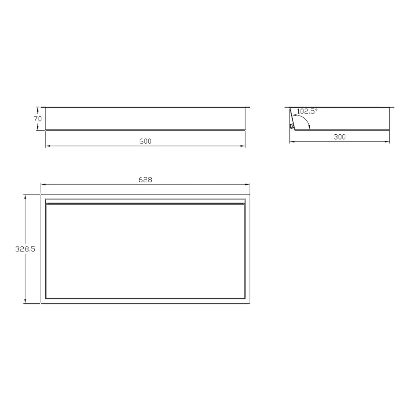 DutchLine Inbouwnis Met Ledstrip - 300x600 Mm - Rvs