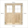 EASTWALL - Dubbele Blokhutdeur Met Plexiglas - 150 X 180 Cm - Onbehandeld Vurenhout