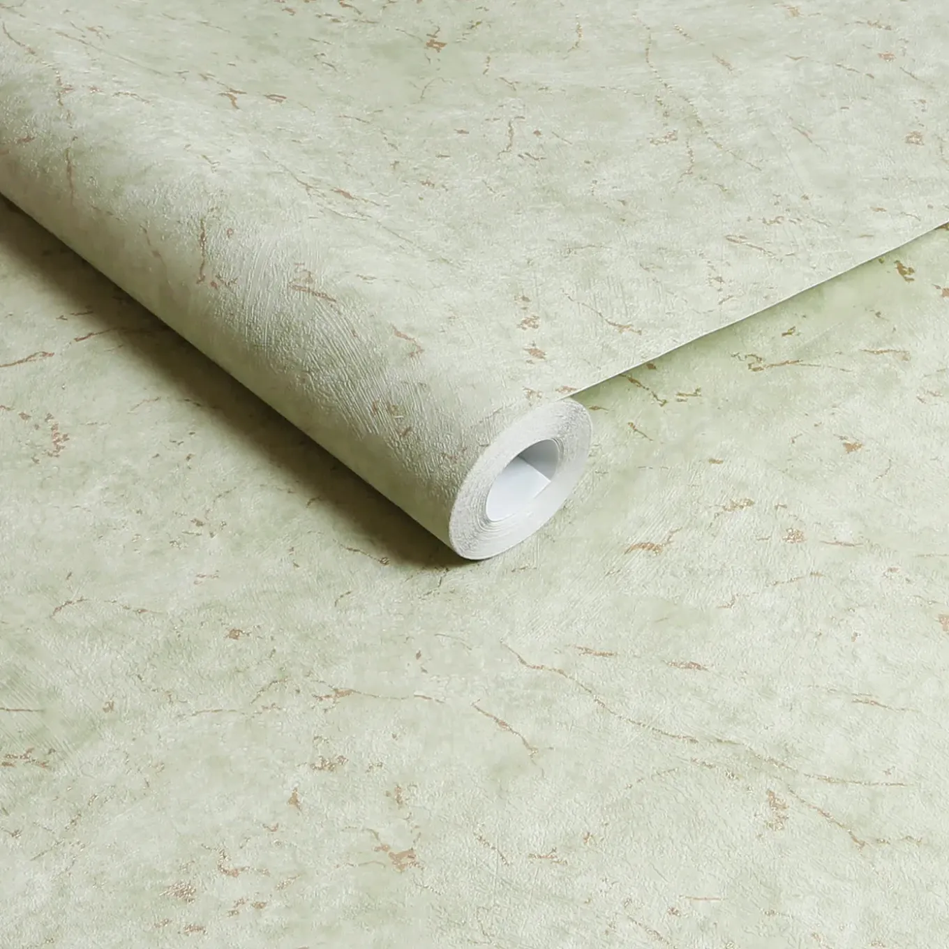 Easy Décor Vliesbehang Pleister - Saliegroen - Goud - 10,05m x 52cm