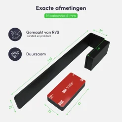 Eavy - Vaatdoekhouder Magnetisch - RVS - Zwart