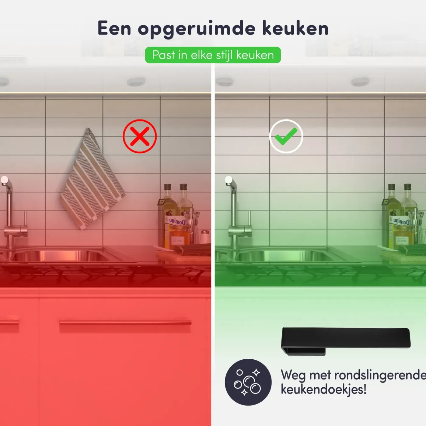 Eavy - Vaatdoekhouder Magnetisch - RVS - Zwart