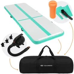 ECD Germany airtrack opblaasbare gymnastiekmat 3m mintgroen 10cm dik fitness yoga turnmat