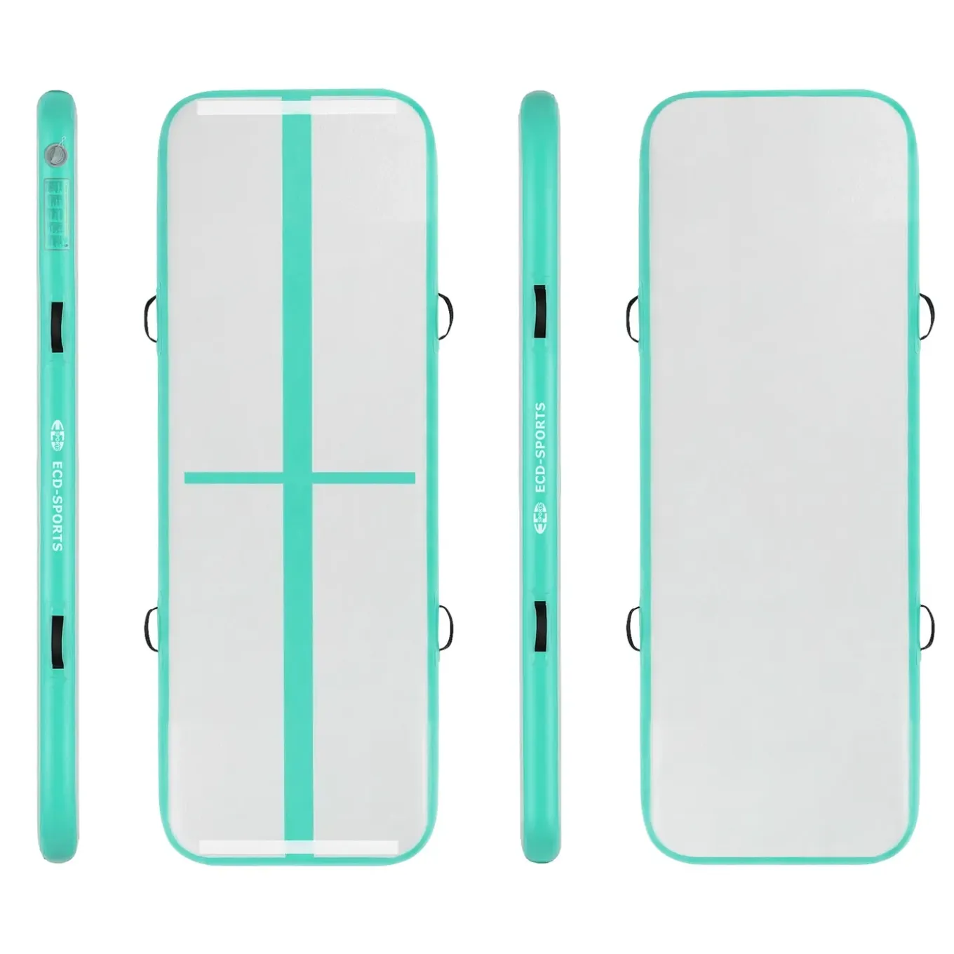 ECD Germany airtrack opblaasbare gymnastiekmat 3m mintgroen 10cm dik fitness yoga turnmat