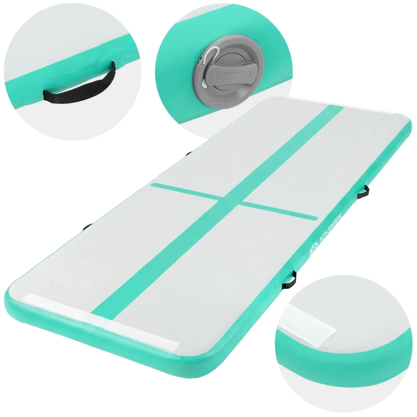 ECD Germany airtrack opblaasbare gymnastiekmat 3m mintgroen 10cm dik fitness yoga turnmat