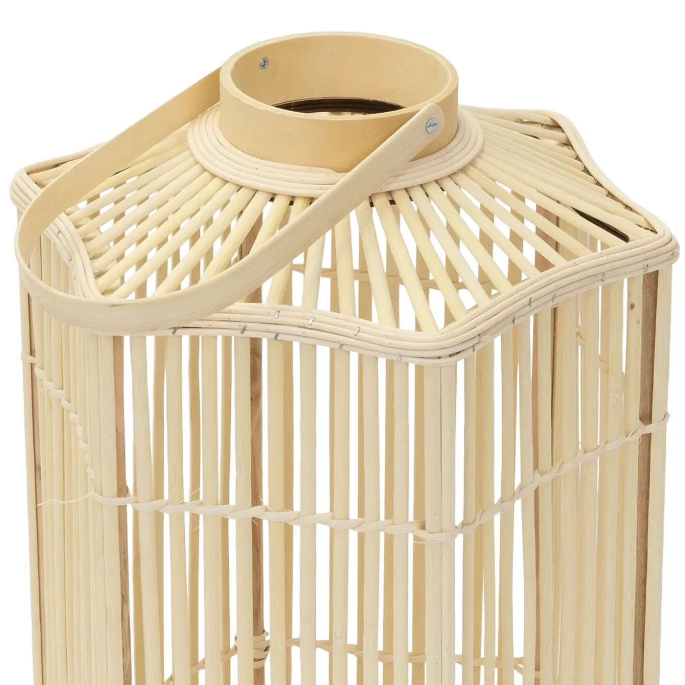 Ecd Germany Bamboe Lantaarn Houtkleur 75 Cm, Windlicht Met Glas, Boho Tuinlantaarn Buiten