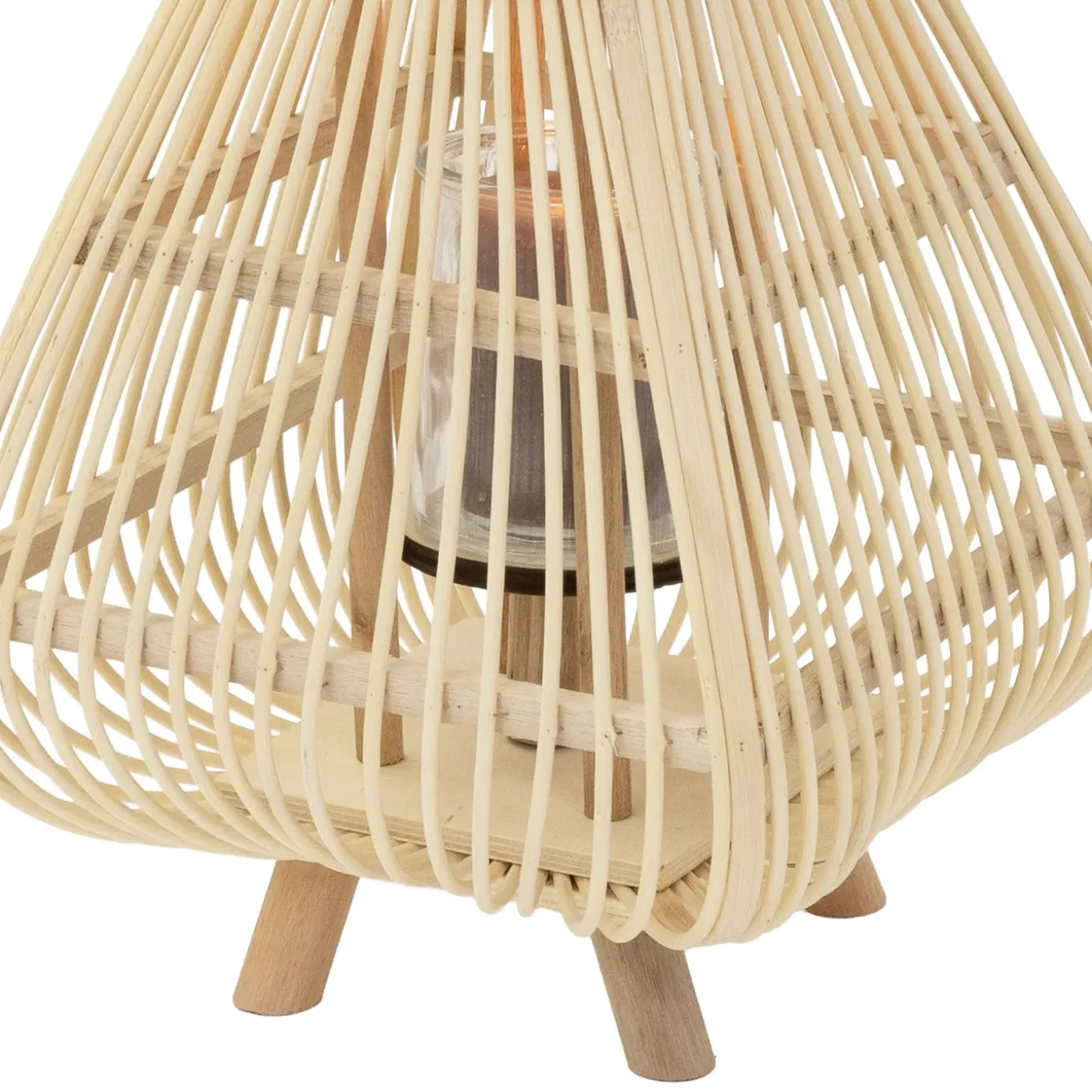 Ecd Germany Bamboe Lantaarn Houtkleur 45,5 Cm, Windlicht Met Glas Boho Tuinlantaarn Buiten