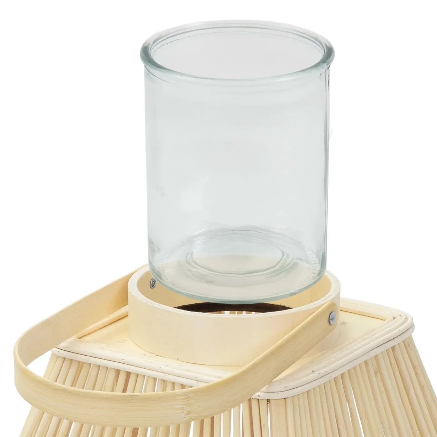 ECD Germany Bamboe Lantaarn Houtkleur 63,5 Cm, Windlicht Met Glas Boho Tuinlantaarn Buiten