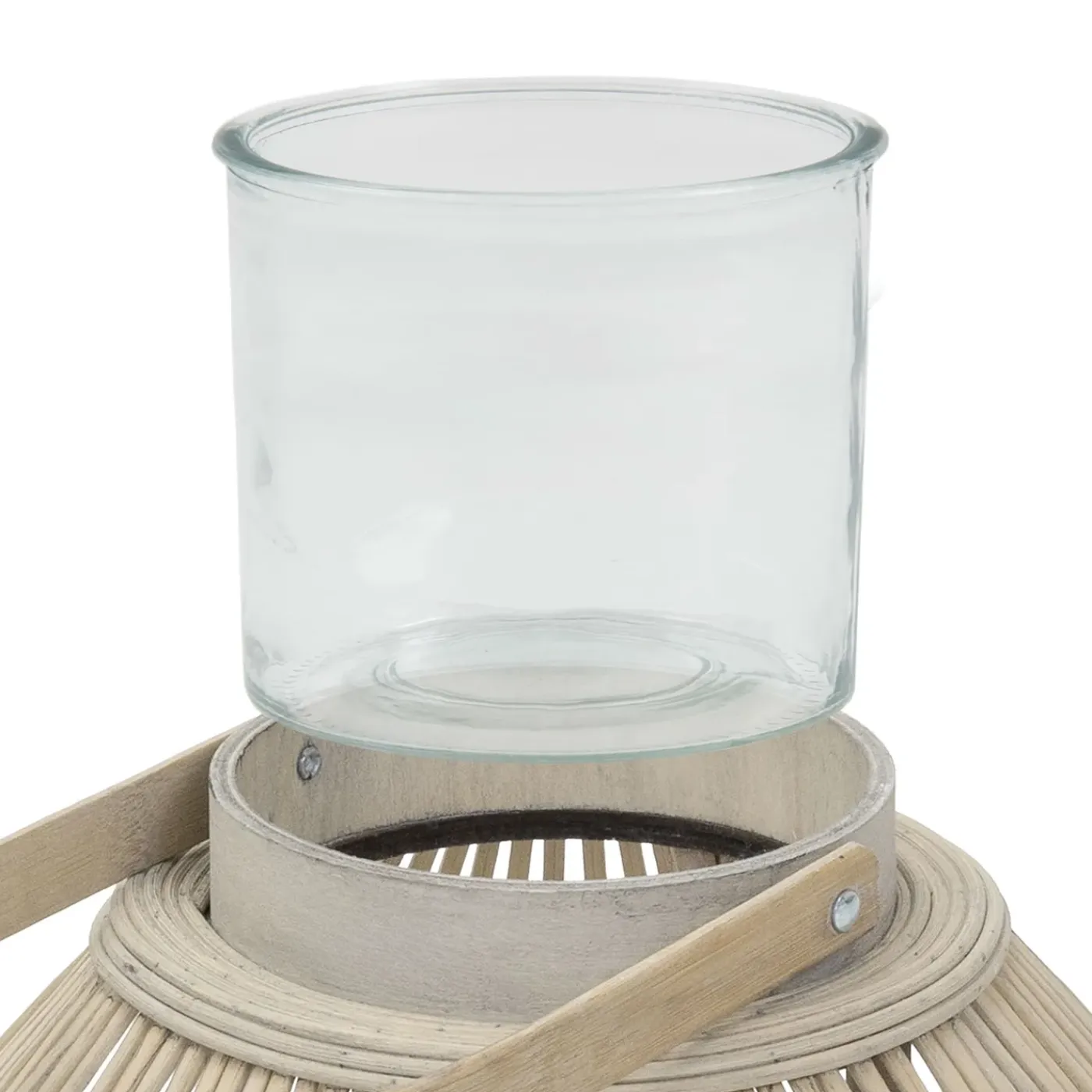ECD Germany Bamboe Lantaarn Houtkleur 44 Cm, Windlicht Met Glas Boho Tuinlantaarn Buiten