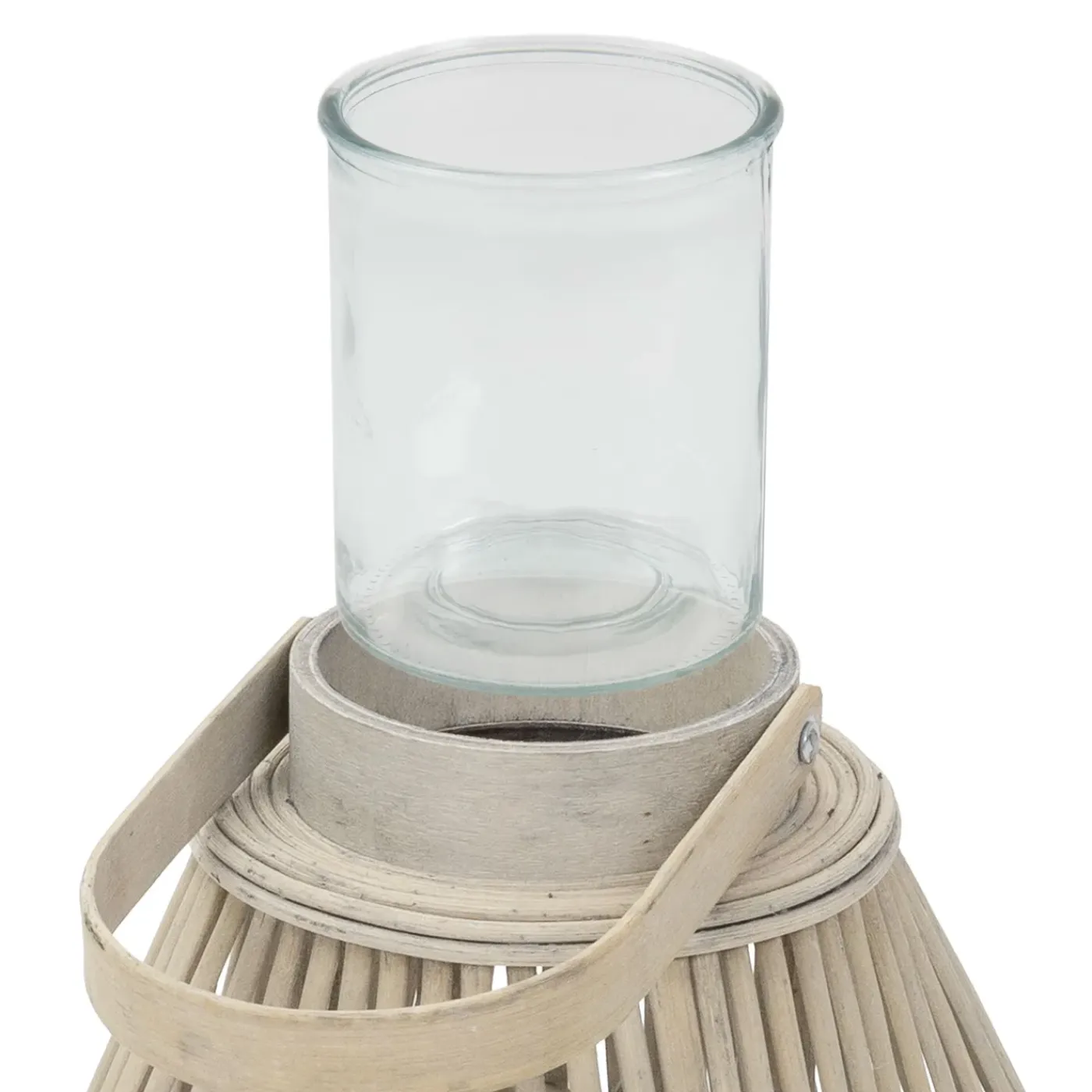 ECD Germany Bamboe Lantaarn Houtkleur 42,5 Cm, Windlicht Met Glas Boho Tuinlantaarn Buiten