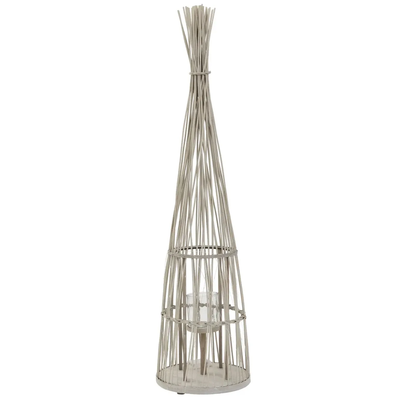 Ecd Germany Bamboe Lantaarn Met Led Houtkleur 91 Cm Windlicht Met Glas Boho Tuinlantaarn