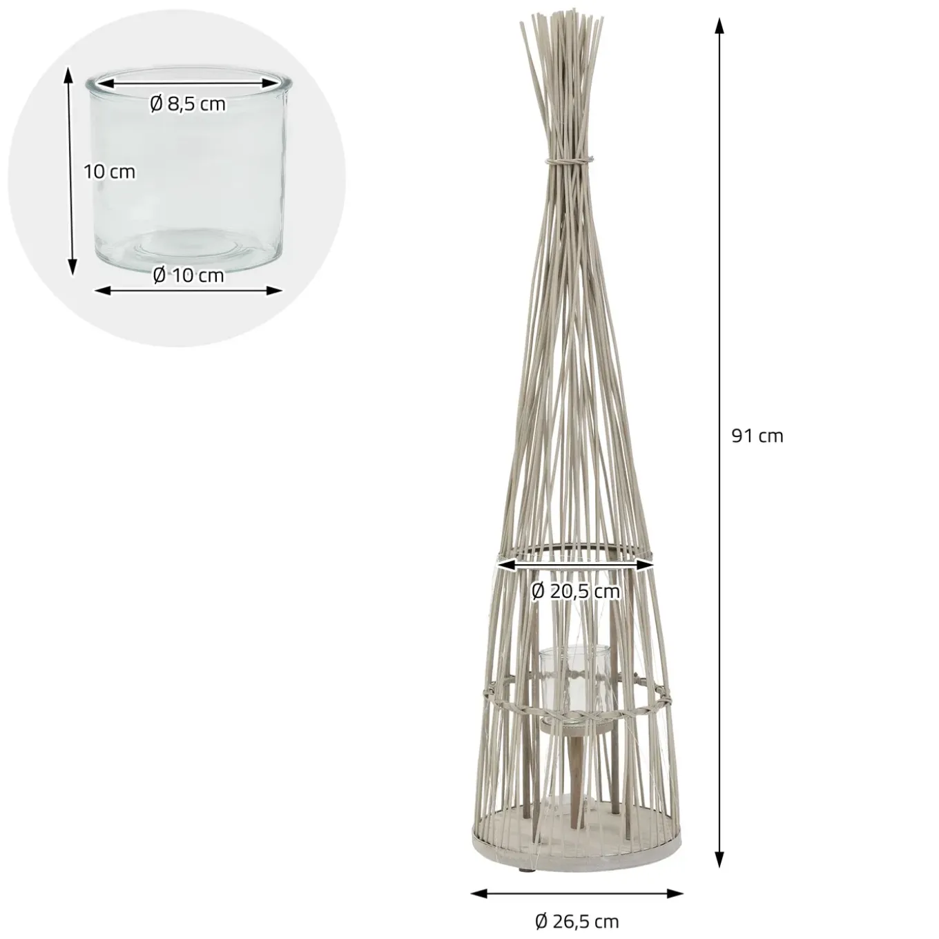 Ecd Germany Bamboe Lantaarn Met Led Houtkleur 91 Cm Windlicht Met Glas Boho Tuinlantaarn