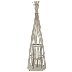 Ecd Germany Bamboe Lantaarn Met Led Houtkleur 110 Cm Windlicht Met Glas Boho Tuinlantaarn