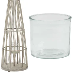Ecd Germany Bamboe Lantaarn Met Led Houtkleur 150 Cm Windlicht Met Glas Boho Tuinlantaarn
