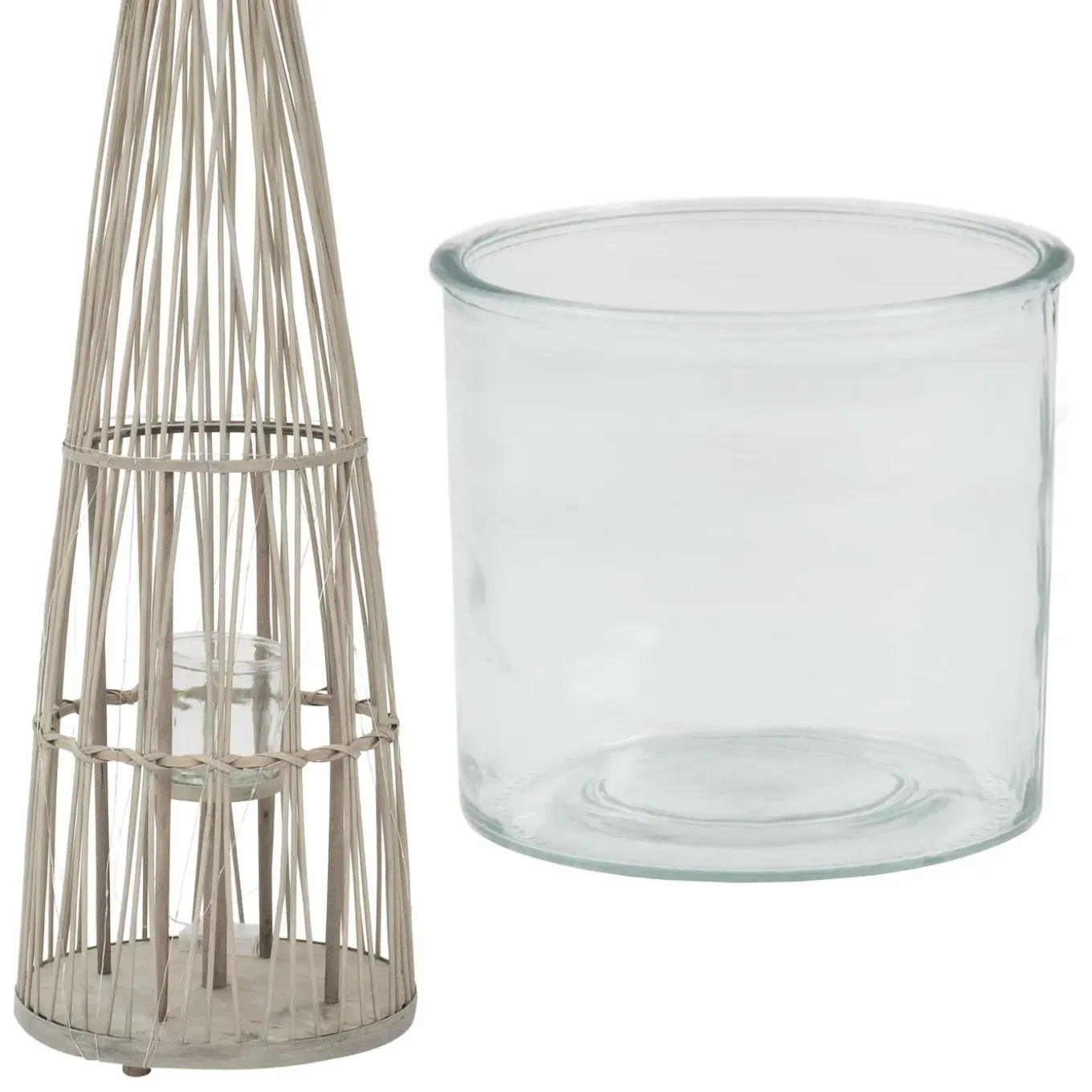 Ecd Germany Bamboe Lantaarn Met Led Houtkleur 150 Cm Windlicht Met Glas Boho Tuinlantaarn