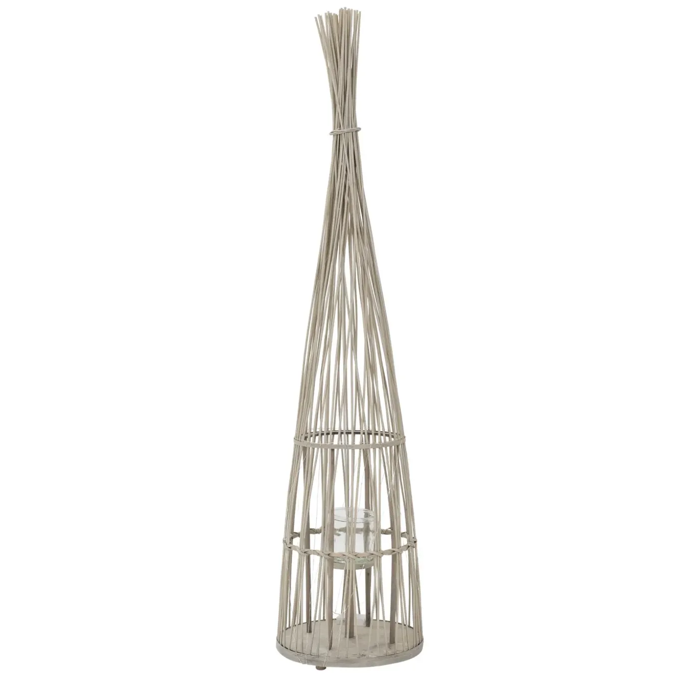 Ecd Germany Bamboe Lantaarn Met Led Houtkleur 150 Cm Windlicht Met Glas Boho Tuinlantaarn