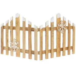 ECD Germany Decoratief Houten Mini-tuinhek 77x38 Cm Met 30 Warm Witte Led Sneeuwvlokken