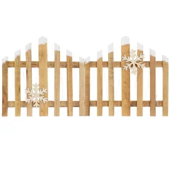 ECD Germany Decoratief Houten Mini-tuinhek 77x38 Cm Met 30 Warm Witte Led Sneeuwvlokken