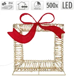 Ecd Germany - Geschenkdozen Led - Warmwit - 58x63cm - Verlicht Hert Met Timer Ip44 500 Led