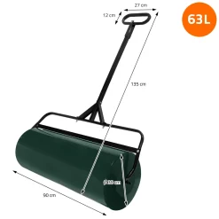 ECD Germany Grasrol Tuinroller Vulbaar 63 L Groen Staal 90 Cm Breed Handrol Voor Gazon