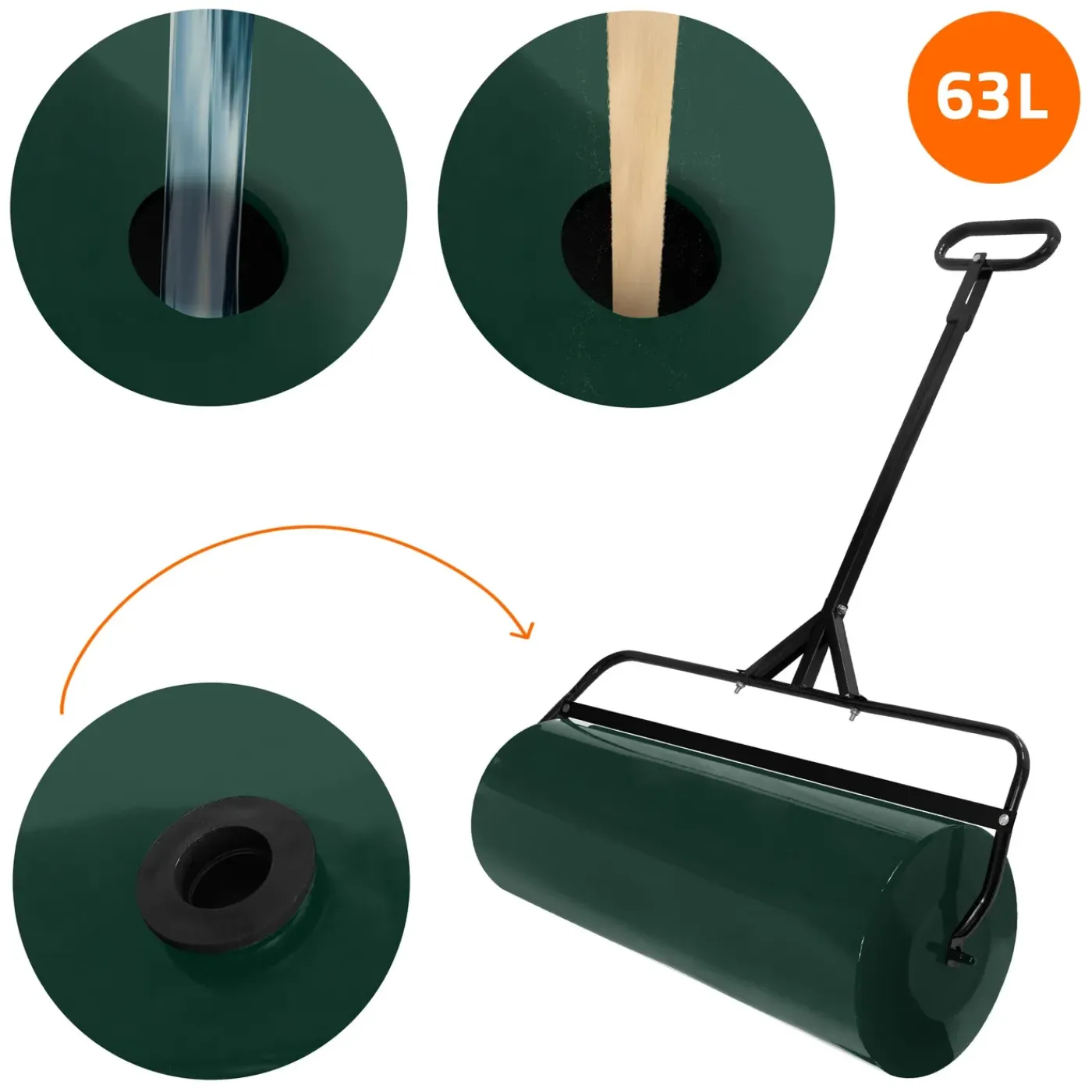 ECD Germany Grasrol Tuinroller Vulbaar 63 L Groen Staal 90 Cm Breed Handrol Voor Gazon