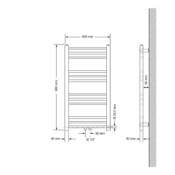 ECD Germany Handdoekdroger Saharaniet-elektrisch - 500 X 800 Mm - Wit - Centrale Aansluiting