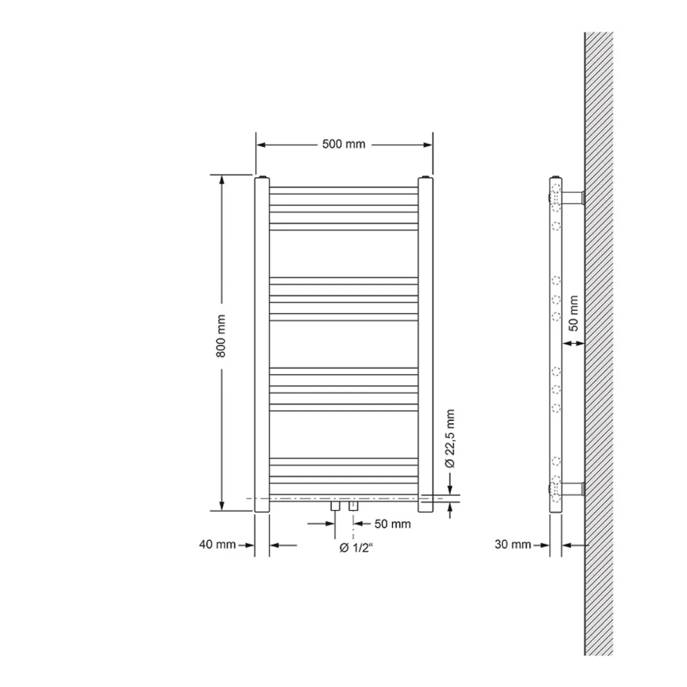 ECD Germany Handdoekdroger Saharaniet-elektrisch - 500 X 800 Mm - Wit - Centrale Aansluiting