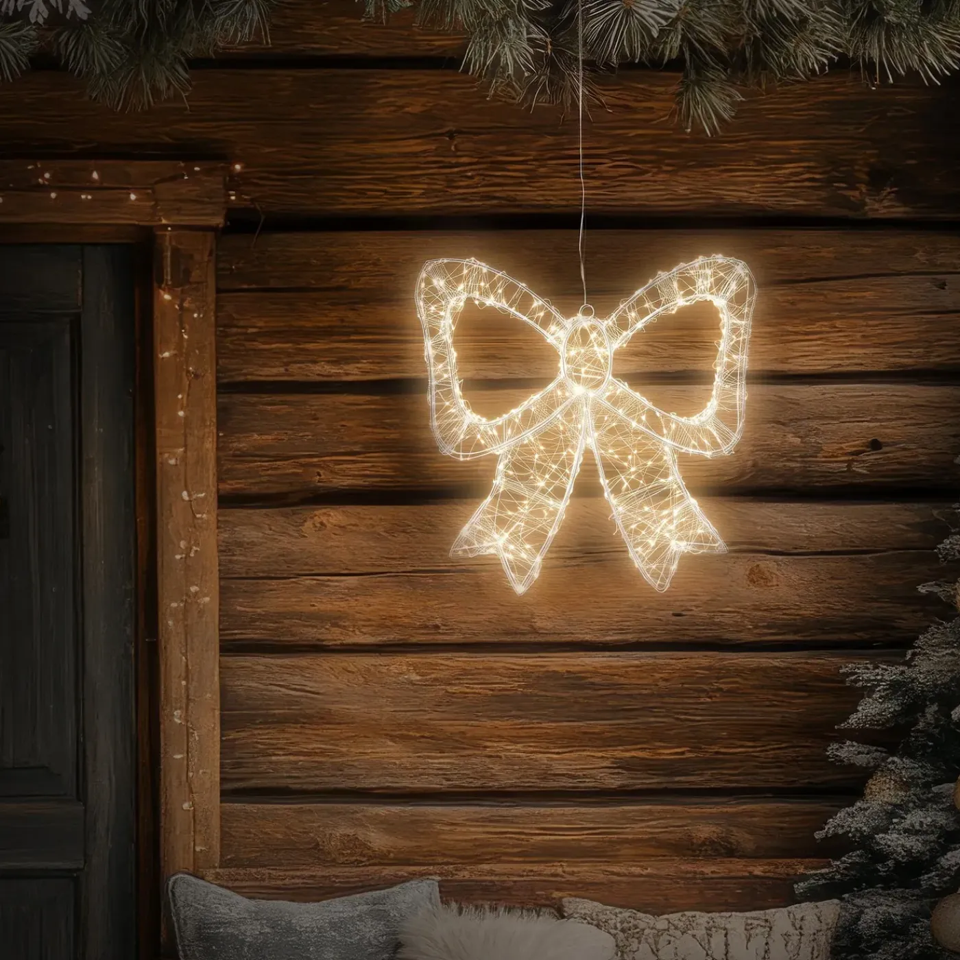 ECD Germany Kerstdecoratie Led Kerststrik Met Timer Ip44 Spatwaterdicht 500 Led 37 X 33 Cm
