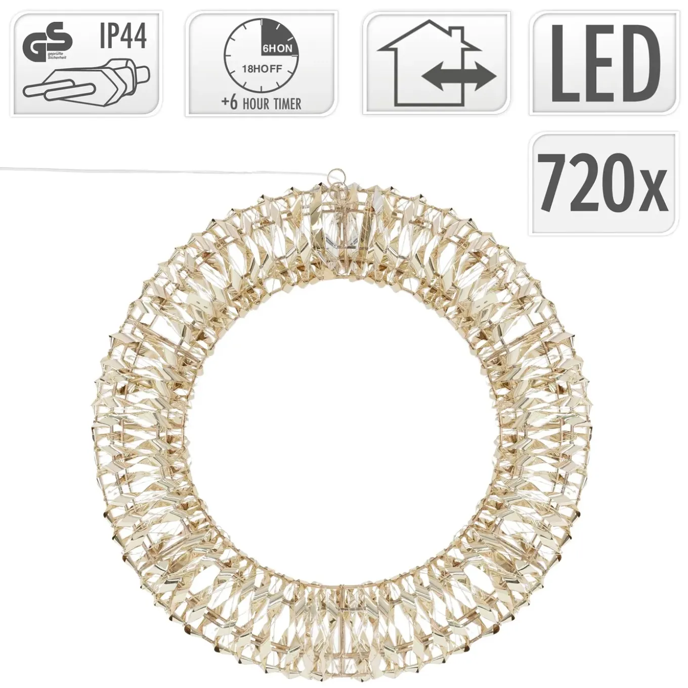 Ecd Germany Kerstlichtkrans Ø 50 Cm 720 Micro-leds Warm Wit Licht Ip44 Timer
