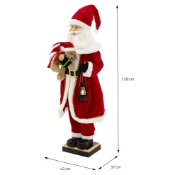 Ecd Germany Kerstman 120cm Led Licht Beweging Geluid Muziek Lantaarn Teddybeer Binnenshuis