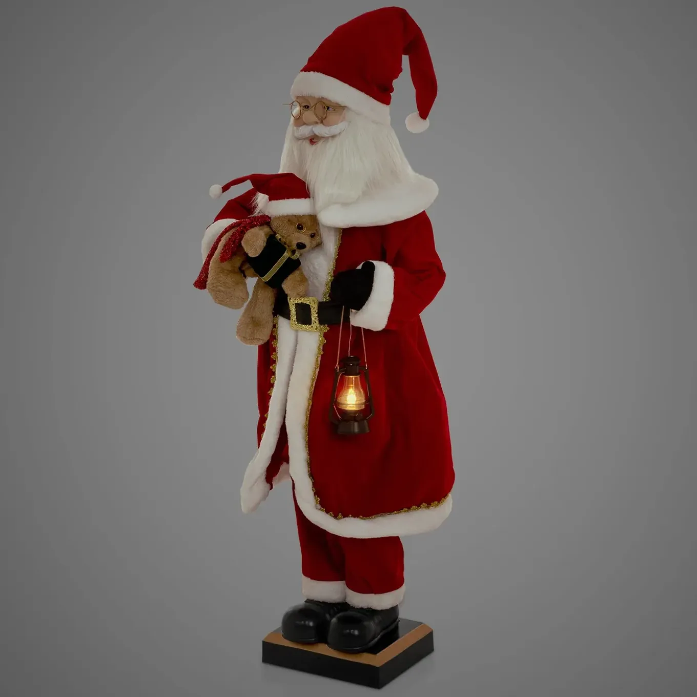 Ecd Germany Kerstman 120cm Led Licht Beweging Geluid Muziek Lantaarn Teddybeer Binnenshuis