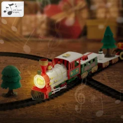 ECD Germany Kersttreinset 22-delig Op Batterijen Met Locomotief Rails Licht En Geluid