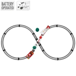 ECD Germany Kersttreinset 22-delig Op Batterijen Met Locomotief Rails Licht En Geluid