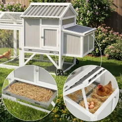 ECD Germany Kippenhok 160x110x70 cm mobiel kippenhuis van massief hout voor buiten