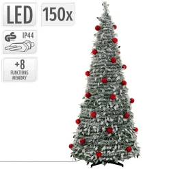 Ecd Germany - Kunstkerstboom Pop Up - Groen Met Sneeuw - 180 Cm - 150 Led Met 8 Standen