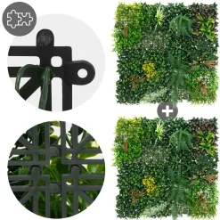 ECD Germany kunstplanten wandpaneel 100x100 cm jungle mix UV bestendig balkon tuin