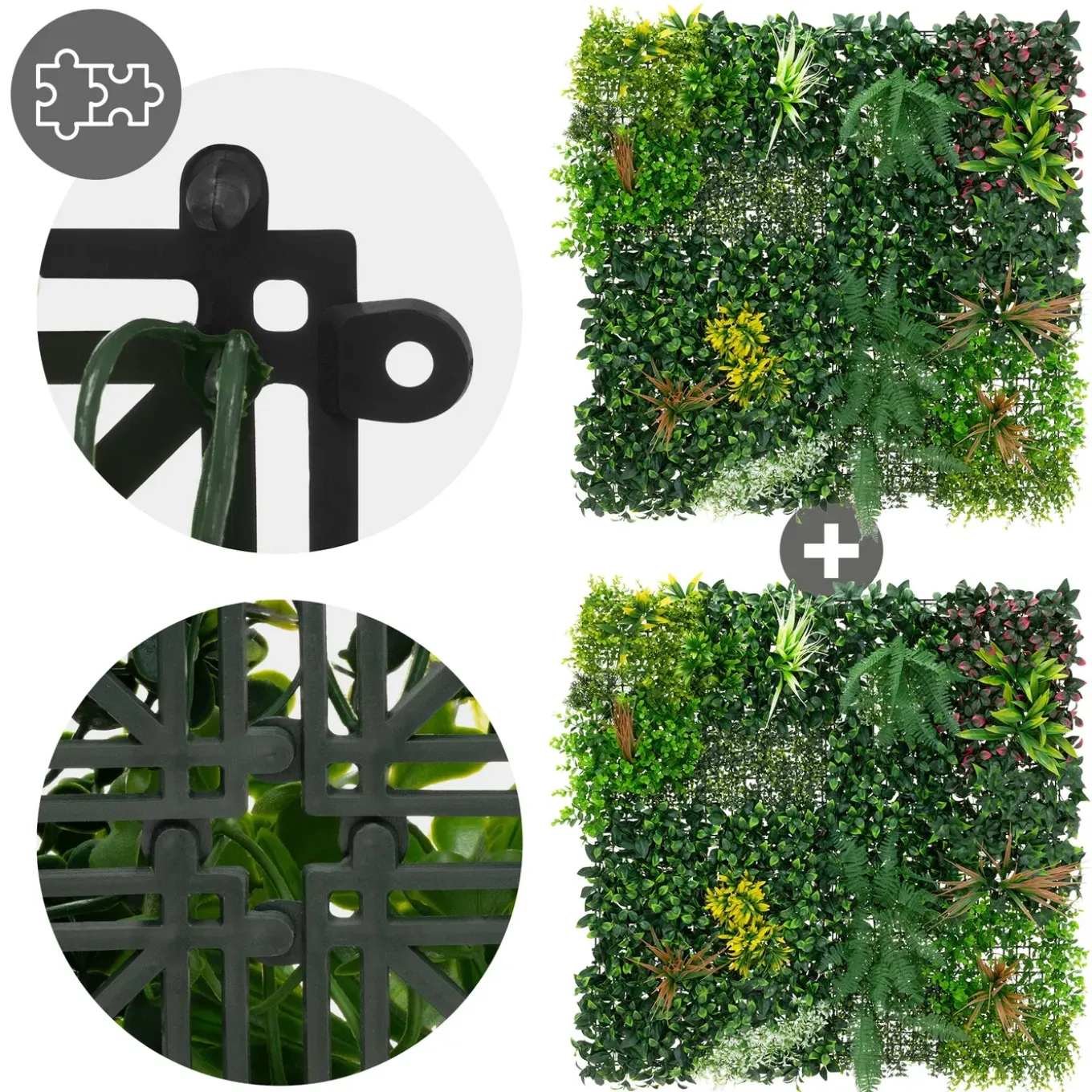ECD Germany kunstplanten wandpaneel 100x100 cm jungle mix UV bestendig balkon tuin